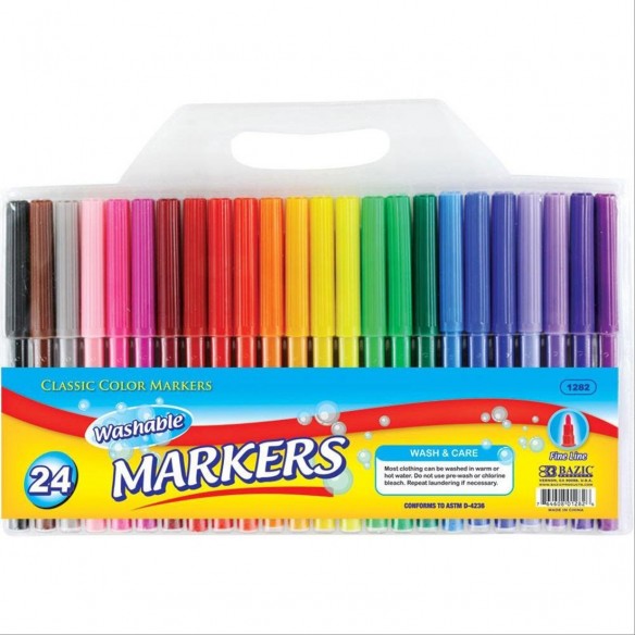 Bazic Bright Color Chisel Tip Dry-Erase Markers (12/Box)