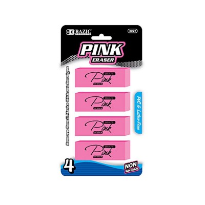 BAZIC Pink Bevel Eraser Set...