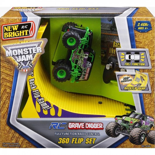 Shop New Bright - 1:43 4x4 Monster Jam Grave Digger with 360 Flip Ramp ...