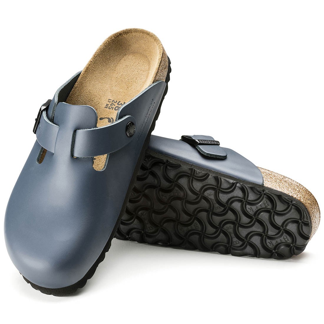 Shop Birkenstock Boston Natural Leather - Blue - Birkenstock, delivered to  your home | The Outfit