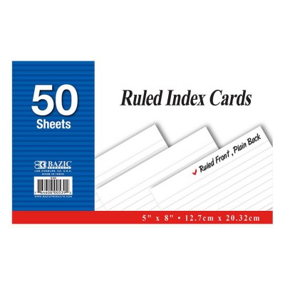 BAZIC Ruled White Index Card