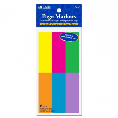 BAZIC Neon Page Markers Set of 6