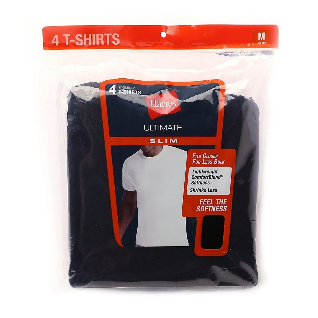 Shop Hanes ComfortBlend Slim Fit Crew T-Shirts Black (4 Pack) - Hanes ...