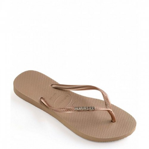 Shop Havaianas Slim Logo Metallic Nude - Havaianas, delivered to your home  | The Outfit