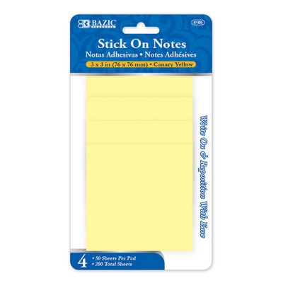 BAZIC Yellow Stick On Notes