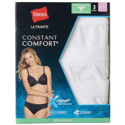 Shop Hanes Ultimate Women's Constant Comfort X-Temp Bikini 3-Pack  Grey/Black - Hanes, delivered to your home