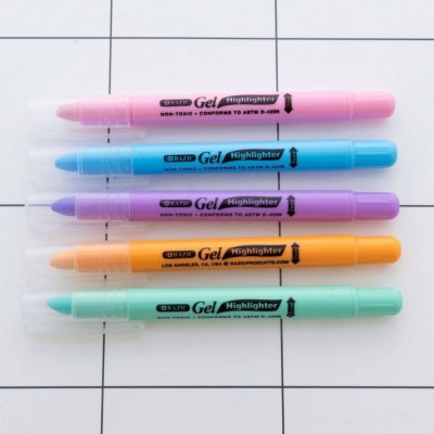 Bazic Mini Desk Style Pastel Highlighters - 4 per Pack | 2322
