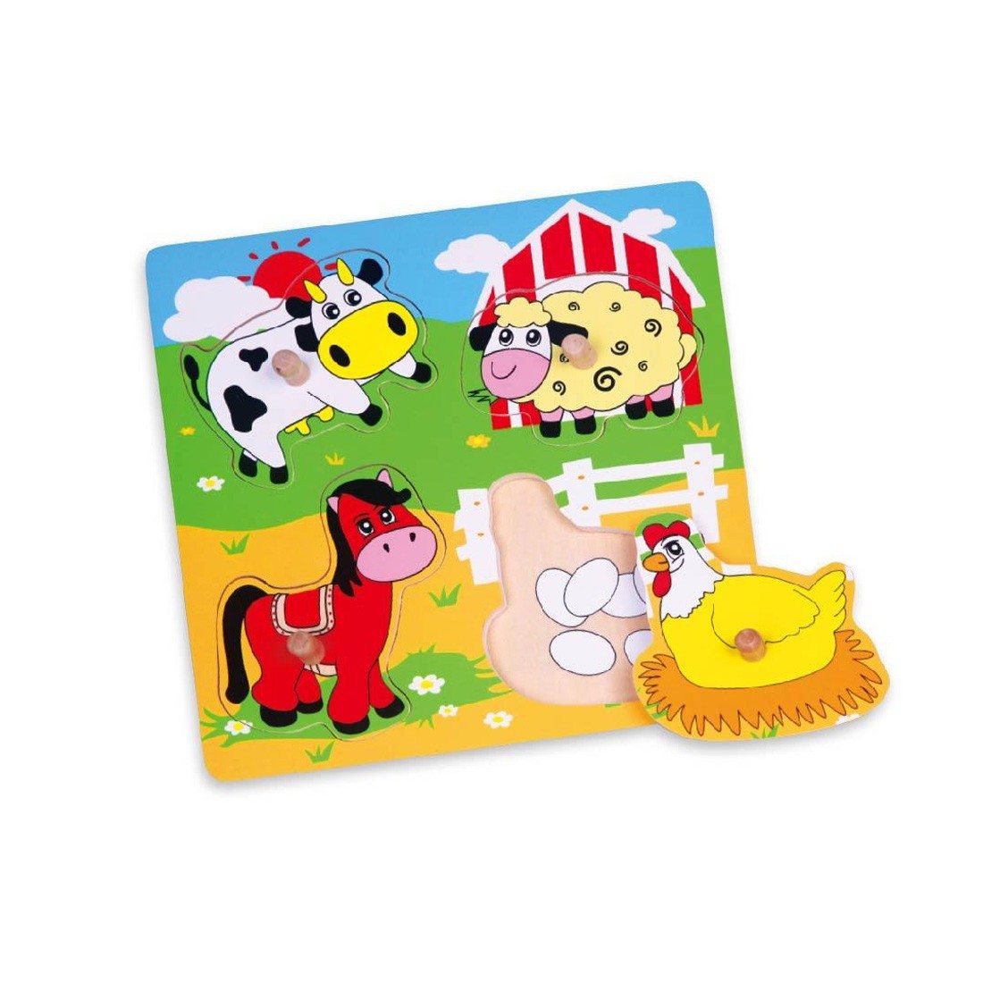 Buy Wooden Flat Puzzle - Farm Animals - Viga Toys, delivered to your ...