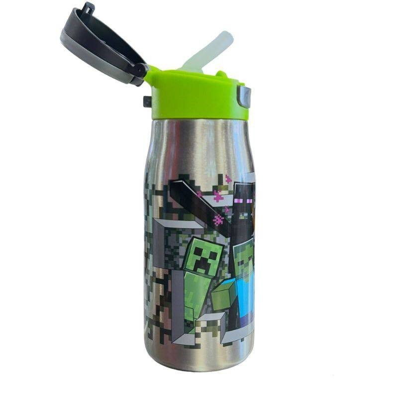 Zak Designs Minecraft Water Bottle for Travel and At Home, 19 oz Vacuum  Insulated Stainless Steel with Locking Spout Cover, Built-In Carrying Loop