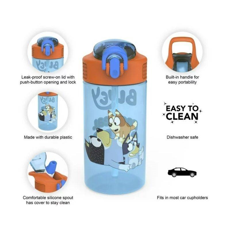  Zak Designs Bluey Kids Durable Plastic Spout Cover and