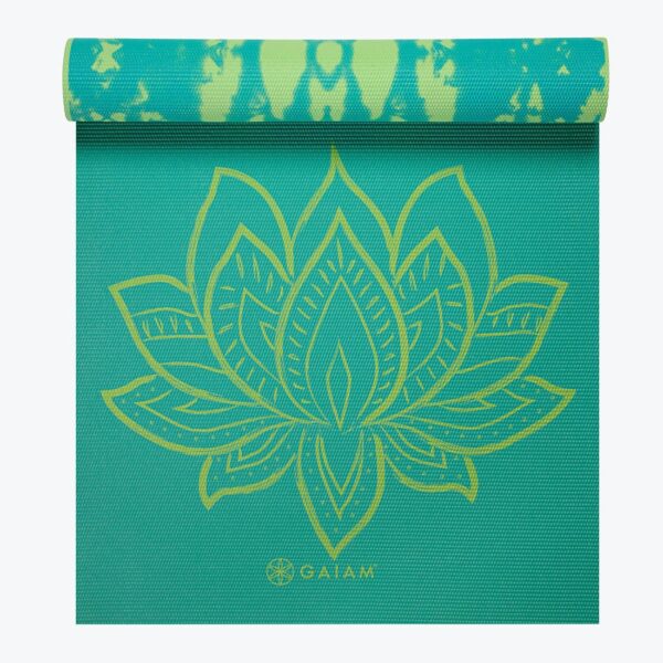 GAIAM Yoga Mat Reversible Turquoise Lotus