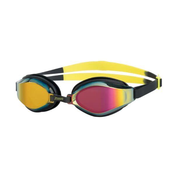 Zoggs Endura Max Titanium Mirrored Swimming Goggles - Black/Yellow with Mirrored Violet Lenses