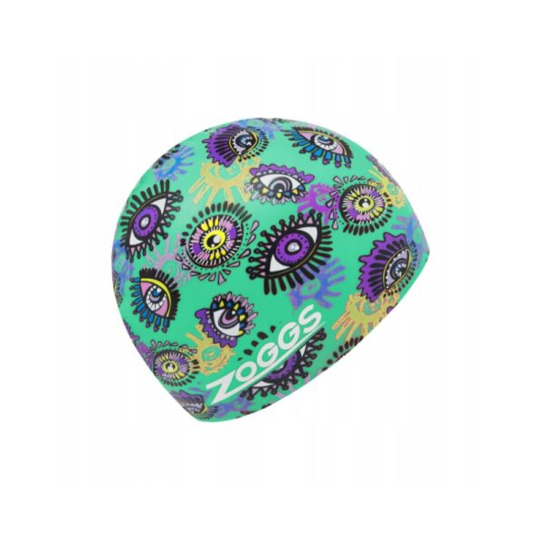 Zoggs Boho Eyes Adult Printed Silicone Swimming Cap - Green
