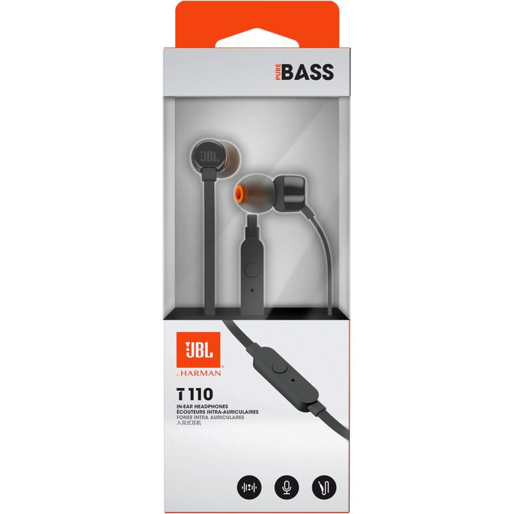 JBL Tune 110 Wired In-Ear Headphones – Black