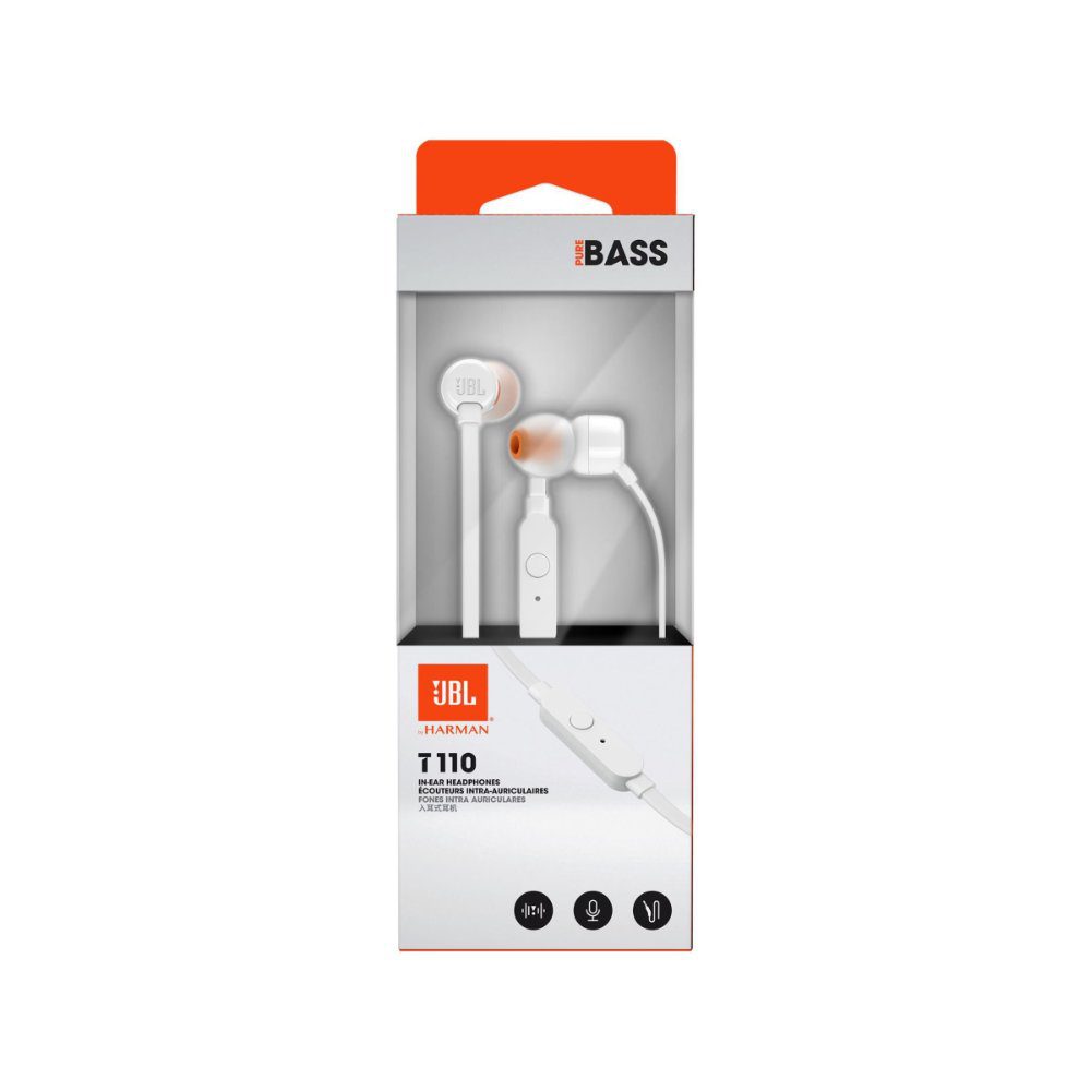 JBL Tune 110 Wired In-Ear Headphones – White