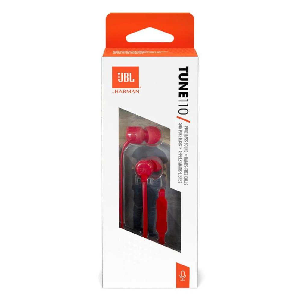 JBL Tune 110 Wired In-Ear Headphones – Red