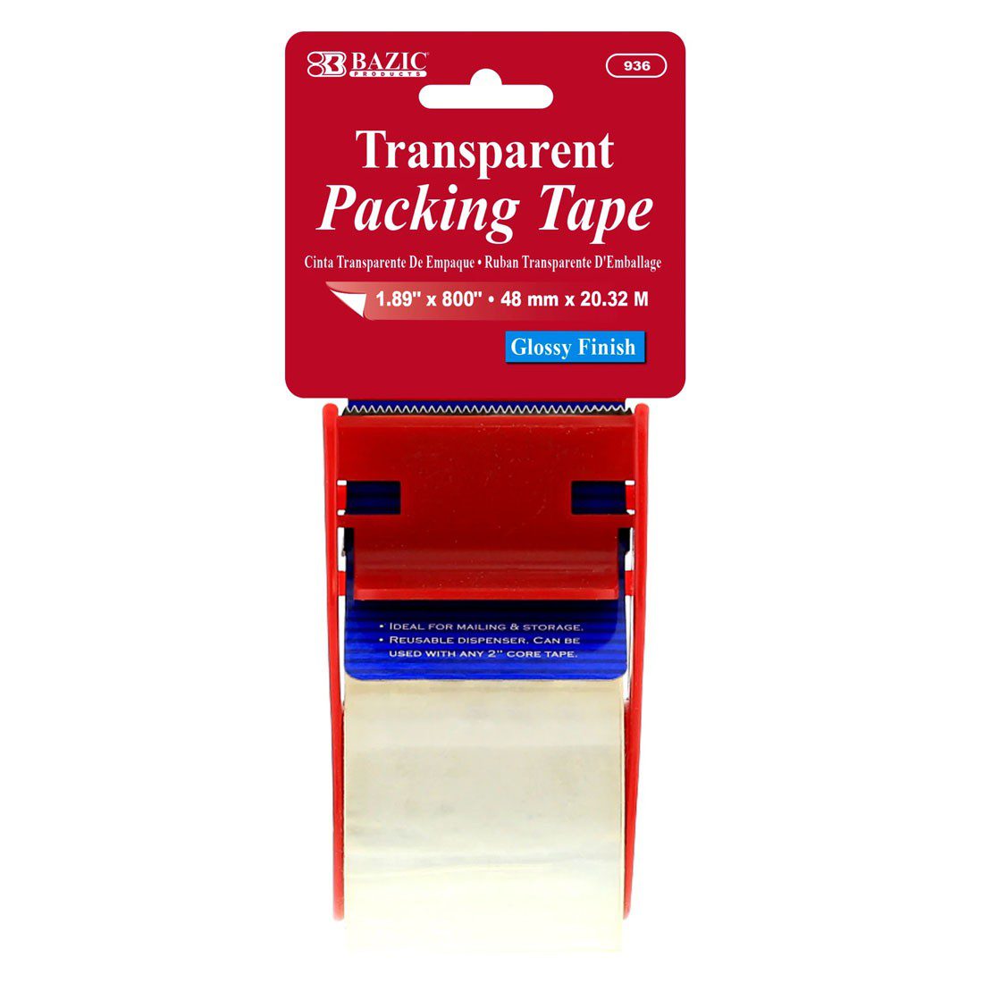 BAZIC Clear Packing Tape with Dispenser