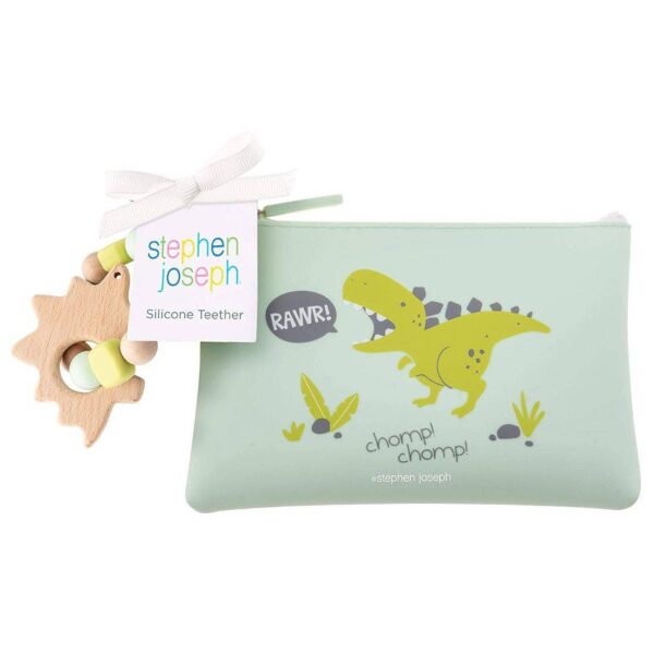 Stephen Joseph Silicone Teether With Pouch Dino