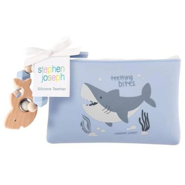 Stephen Joseph Silicone Teether With Pouch Shark