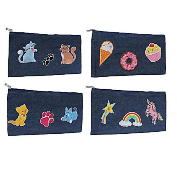 Inkology Patched Denim Pencil Pouch