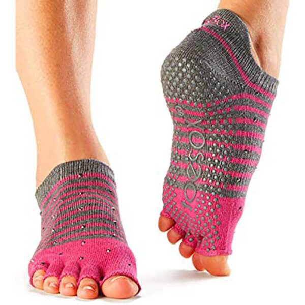 ToeSox Grip Half Toe Low Rise TagPink Grey - S