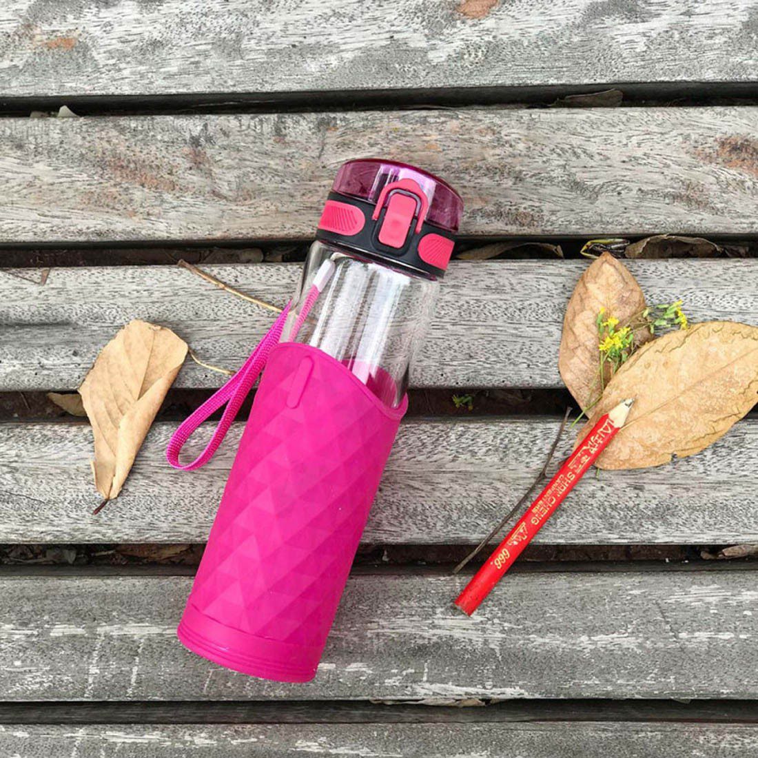 Aware Glass Water Bottle Pink - Image 2