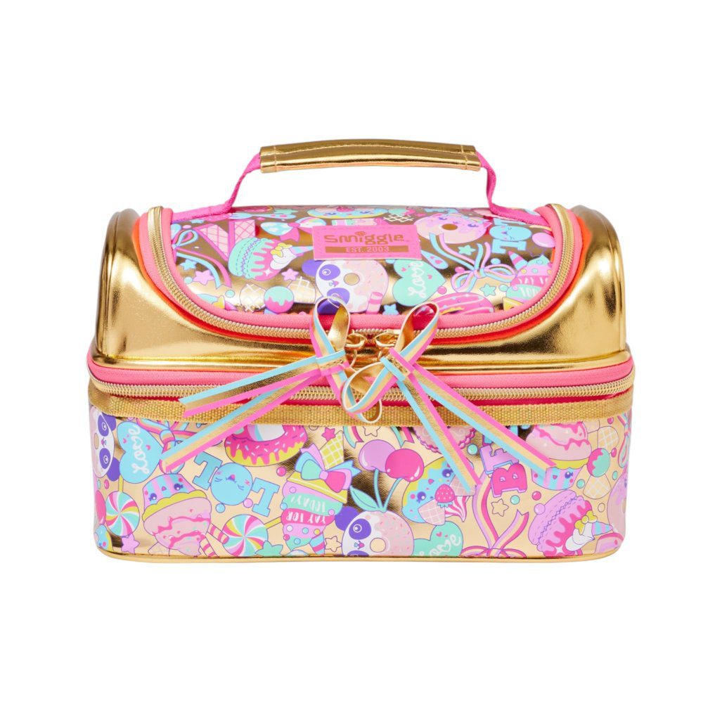 Smiggle Double Decker Lunch Bag - Birthday Gold