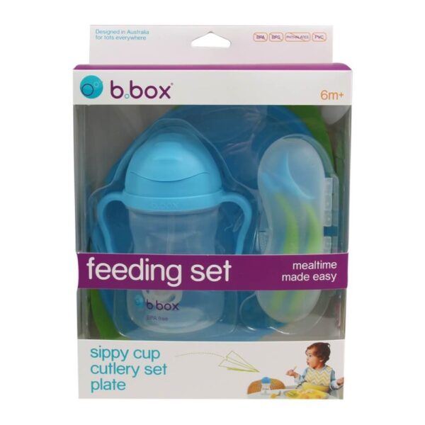 b.box Feeding Set- Divider Plate - Sippy Cup & Cutlery Set