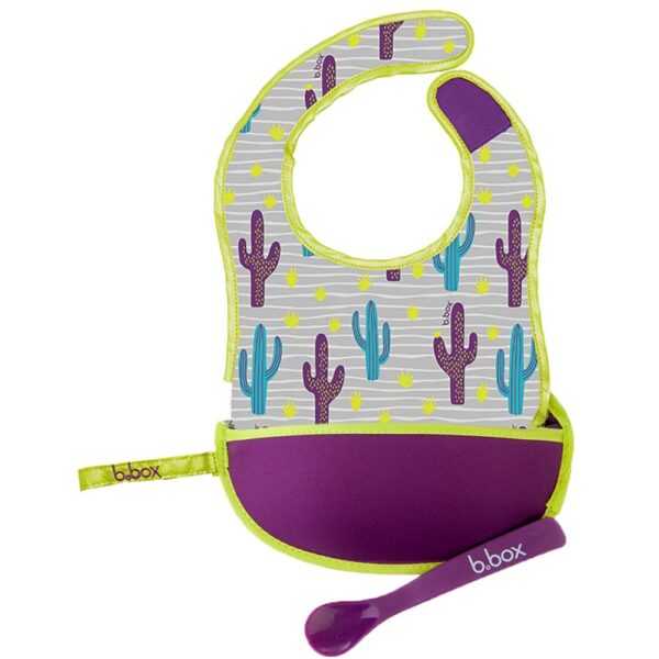 b.box Travel Bib & Flexible Soft Bite Spoon Set