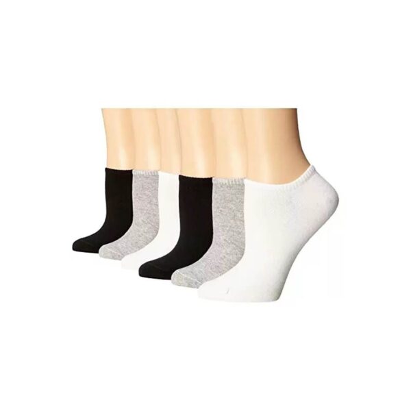 Hue Women's Cotton Liner Socks 6-Pack Hosiery - Grey White Black
