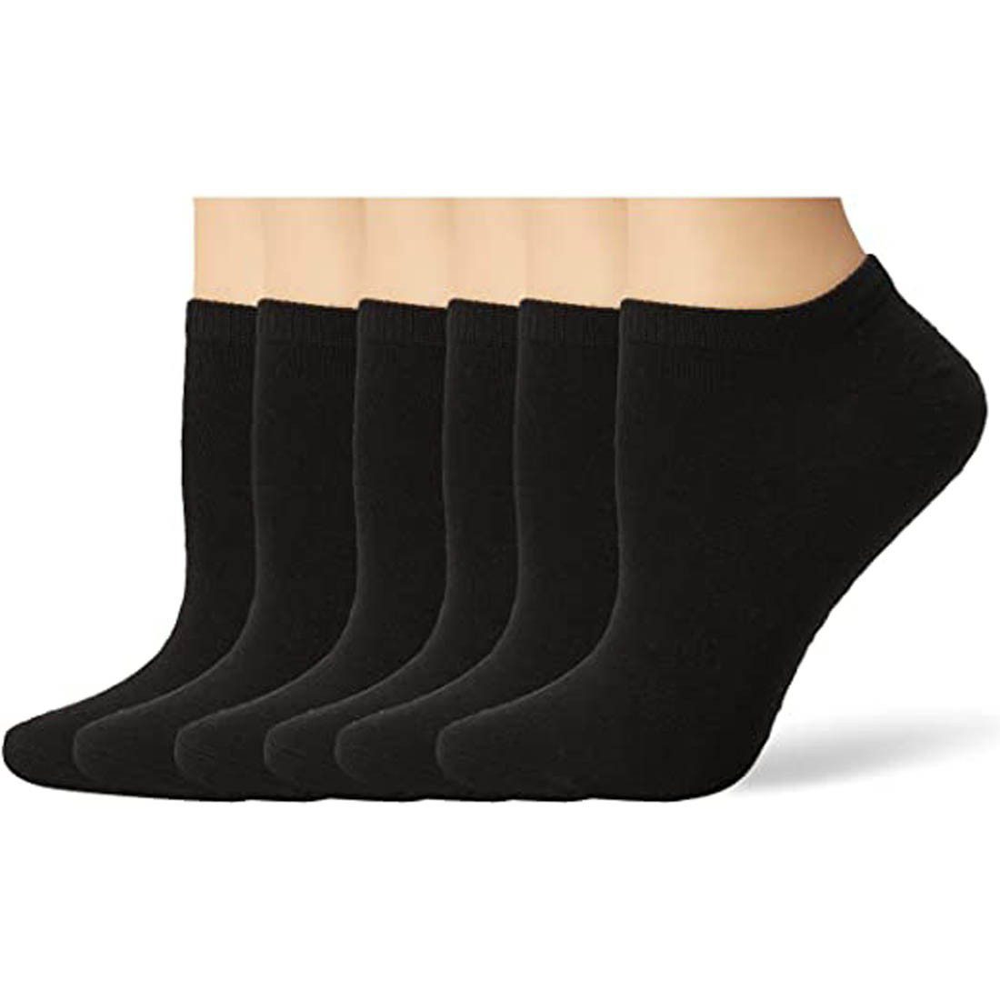 Hue Women's Cotton Liner Socks 6-Pack Hosiery - Black
