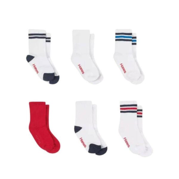 Hanes Toddler Crew Socks - 6 Pairs