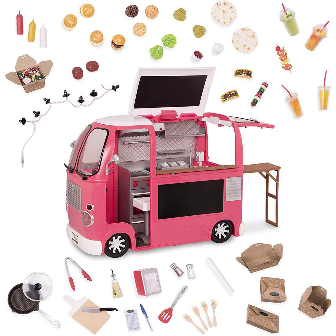 Our Generation Pink Grill to Go Food Truck with Accessories - Image 4