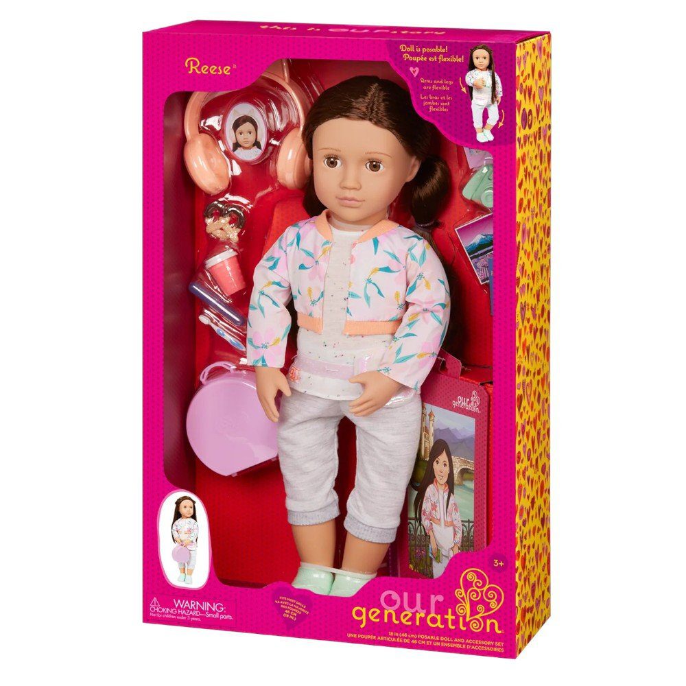 Our Generation Reese Posable 46cm Travel Doll & Storybook