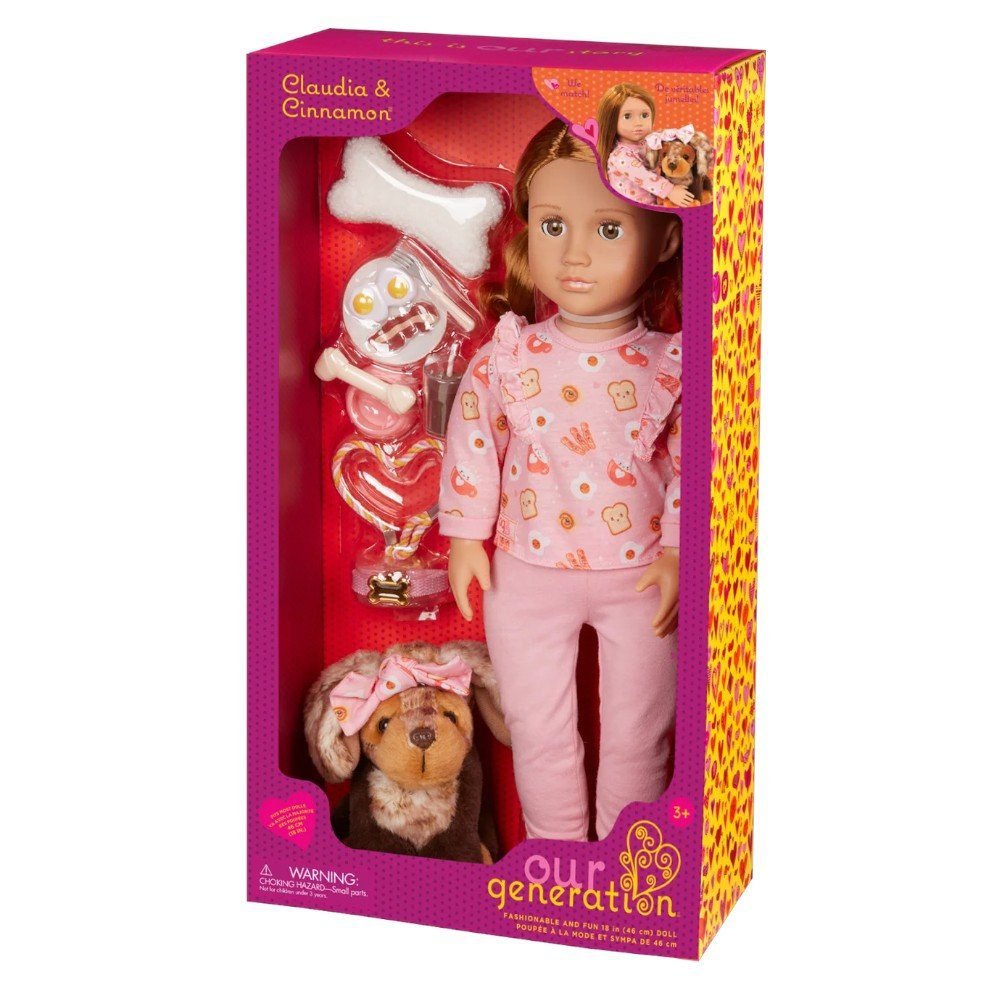Our Generation Claudia & Cinnamon 46cm Doll & Pet Dachshund Puppy