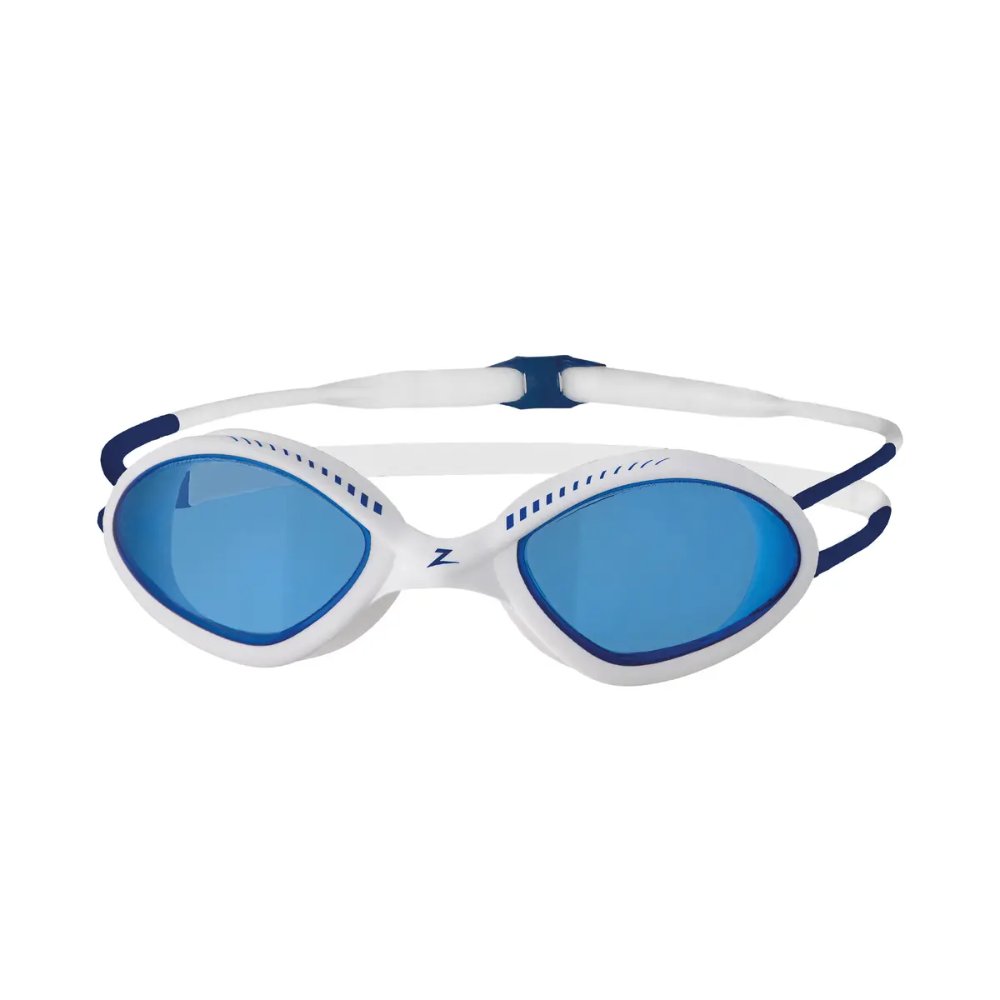 Zoggs Tiger Swimming Goggles - White/Blue - Tinted Blue Lens