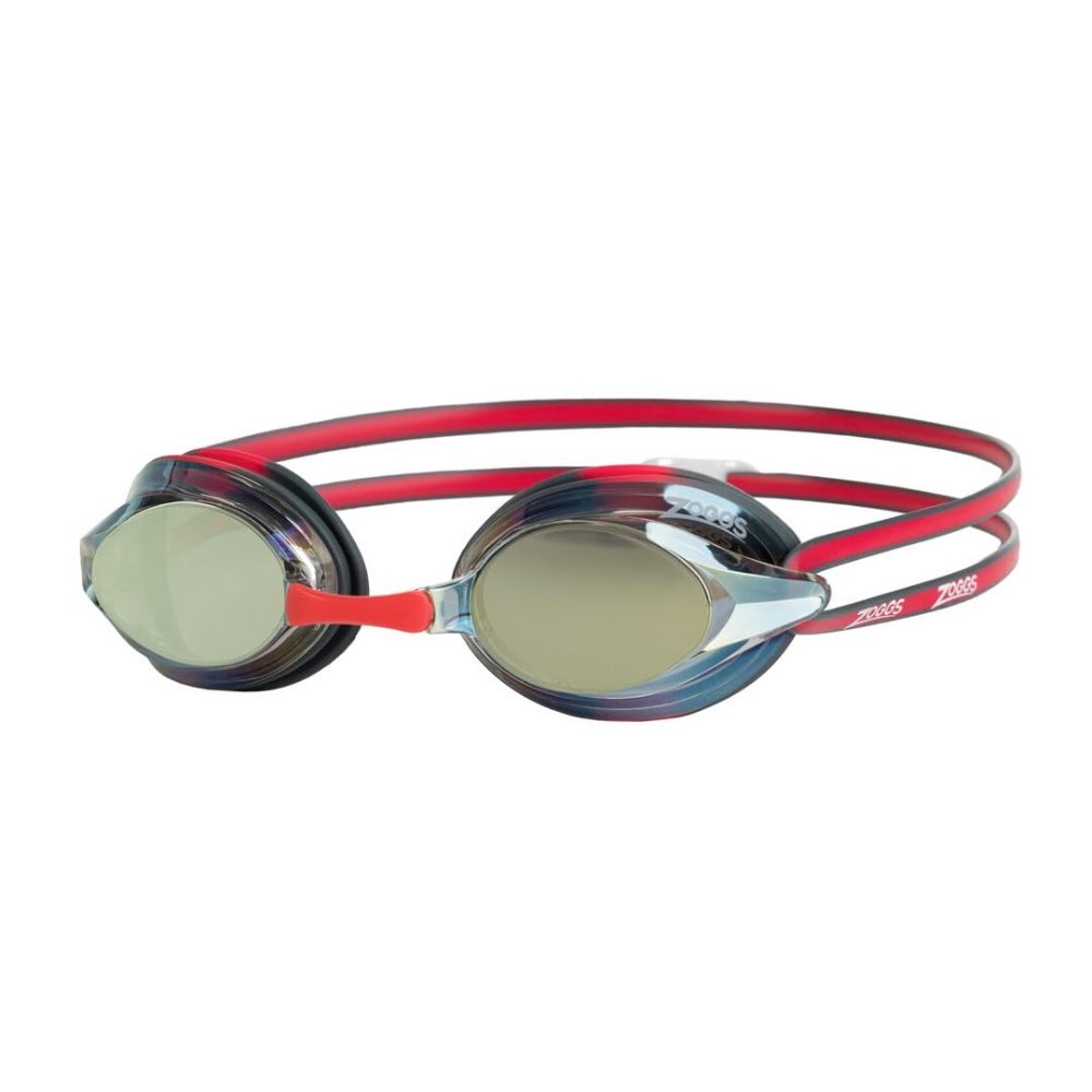 Zoggs Racer Titanium Goggles Red Black With Mirrored Grey Lenses