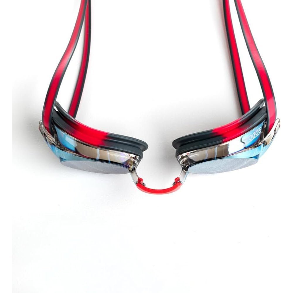 Zoggs Racer Titanium Goggles Red Black With Mirrored Grey Lenses - Image 2