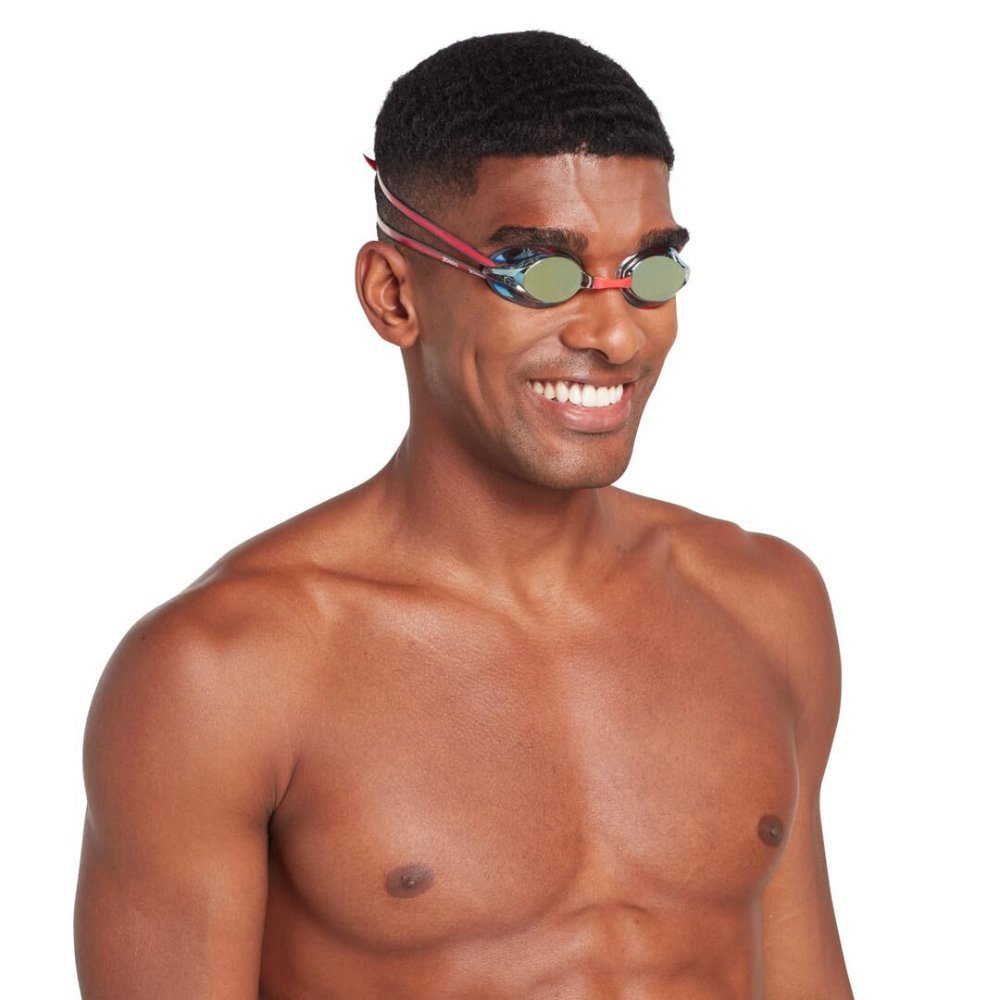 Zoggs Racer Titanium Goggles Red Black With Mirrored Grey Lenses - Image 3