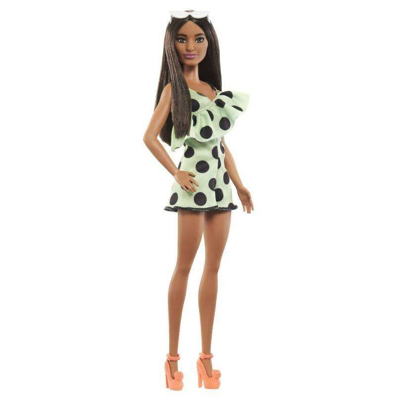 Mattel Barbie Doll Brunette With Polka Dot Romper - Image 2