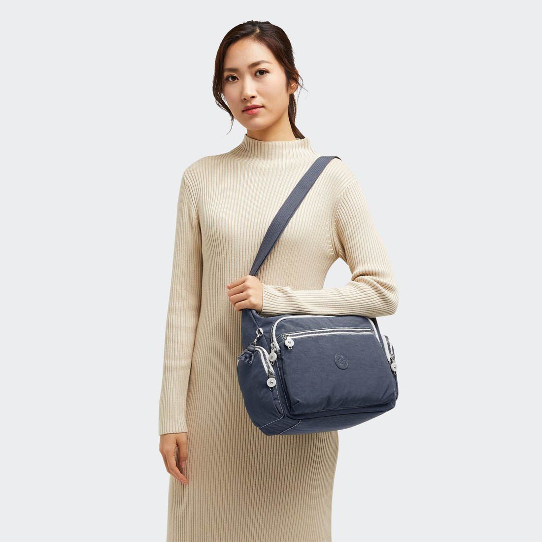 Kipling Gabbie Shoulder Bag Grey Slate Medium - Image 4