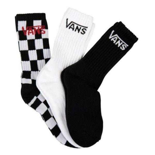 Vans By Classic Crew Youth Black Checkerboard Socks 3 Pack 10-13.5