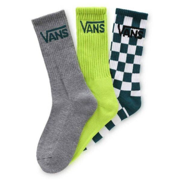 Vans By Classic Crew Youth Lime Punch Socks 3 Pack 10-13.5
