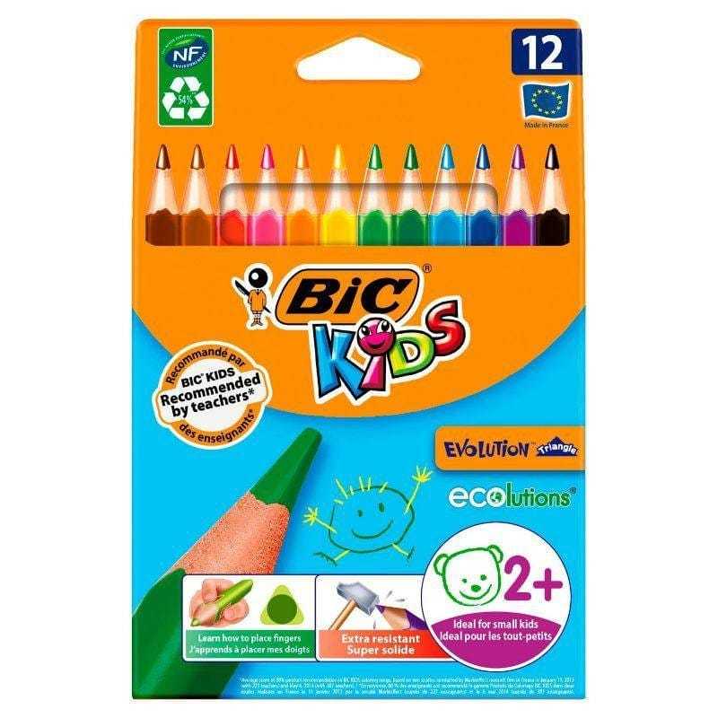 BIC Kids Evolution Triangle Ecolutions Wood Colours - 12 Pieces