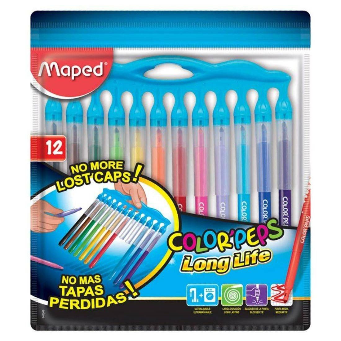 Maped Color Peps Long Life Markers - 12 Pieces