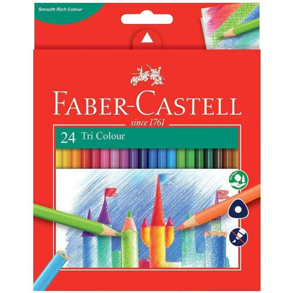 Faber Castell Tri Colour 24 Wood Pencils Colors