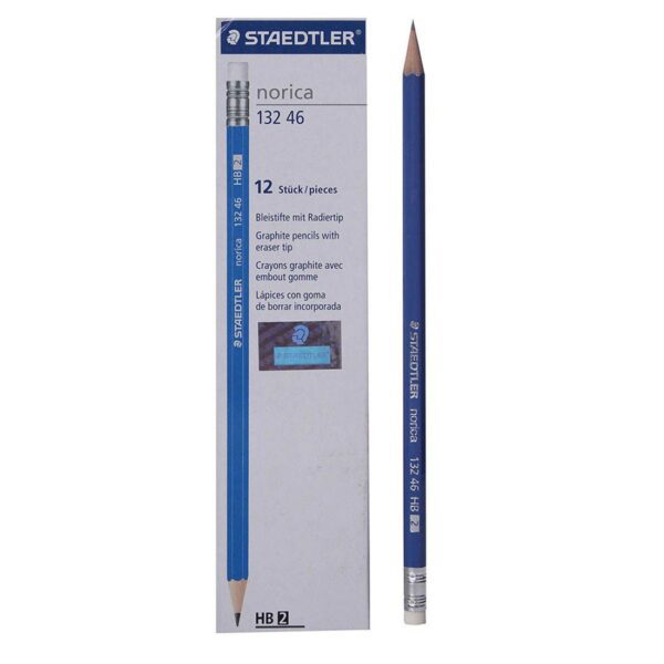 Staedtler Norica Pencils With Eraser 132 HB2 Pack of 12