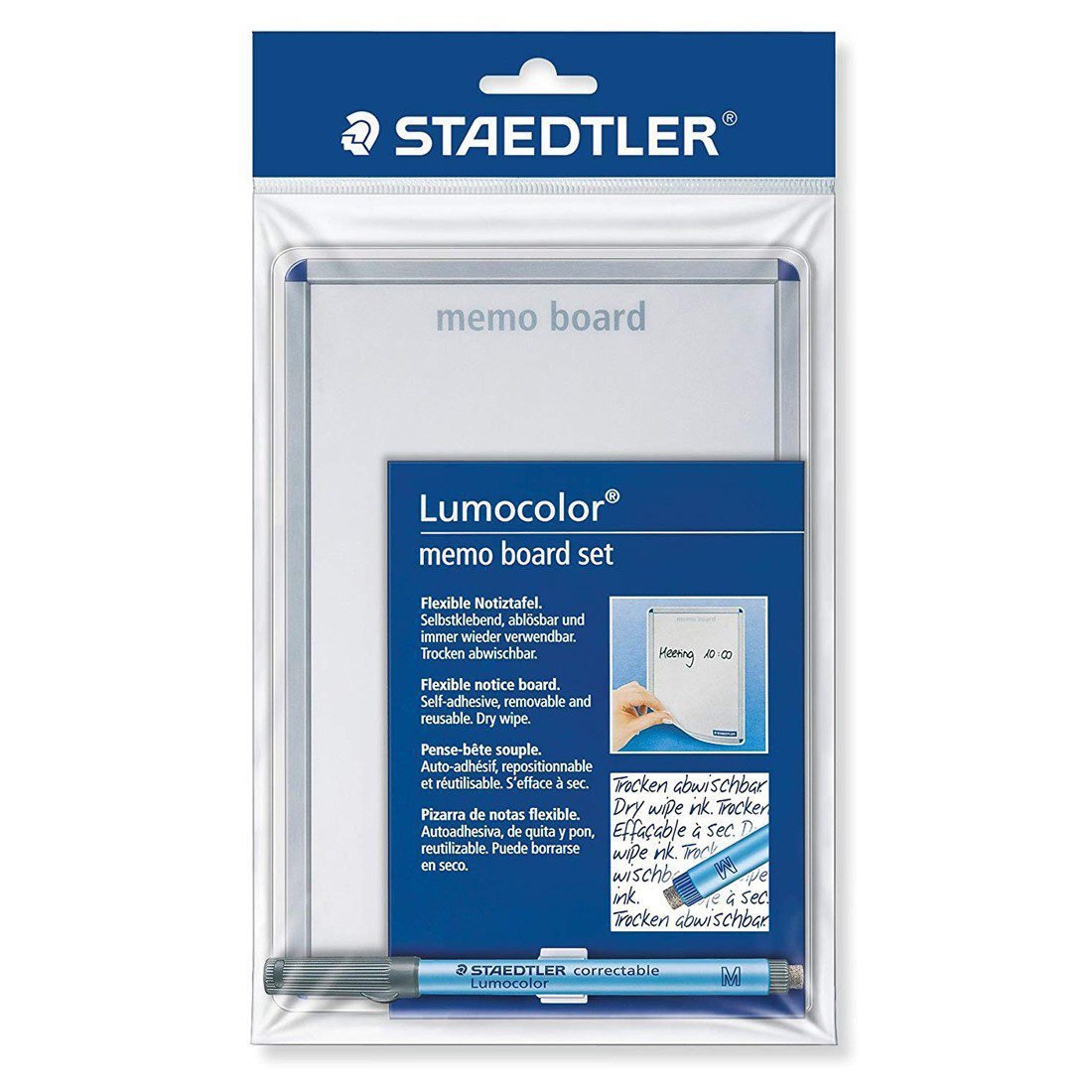 Staedtler Lumocolor Dry-Wipe Memo Board Set with Lumocolor Correctable