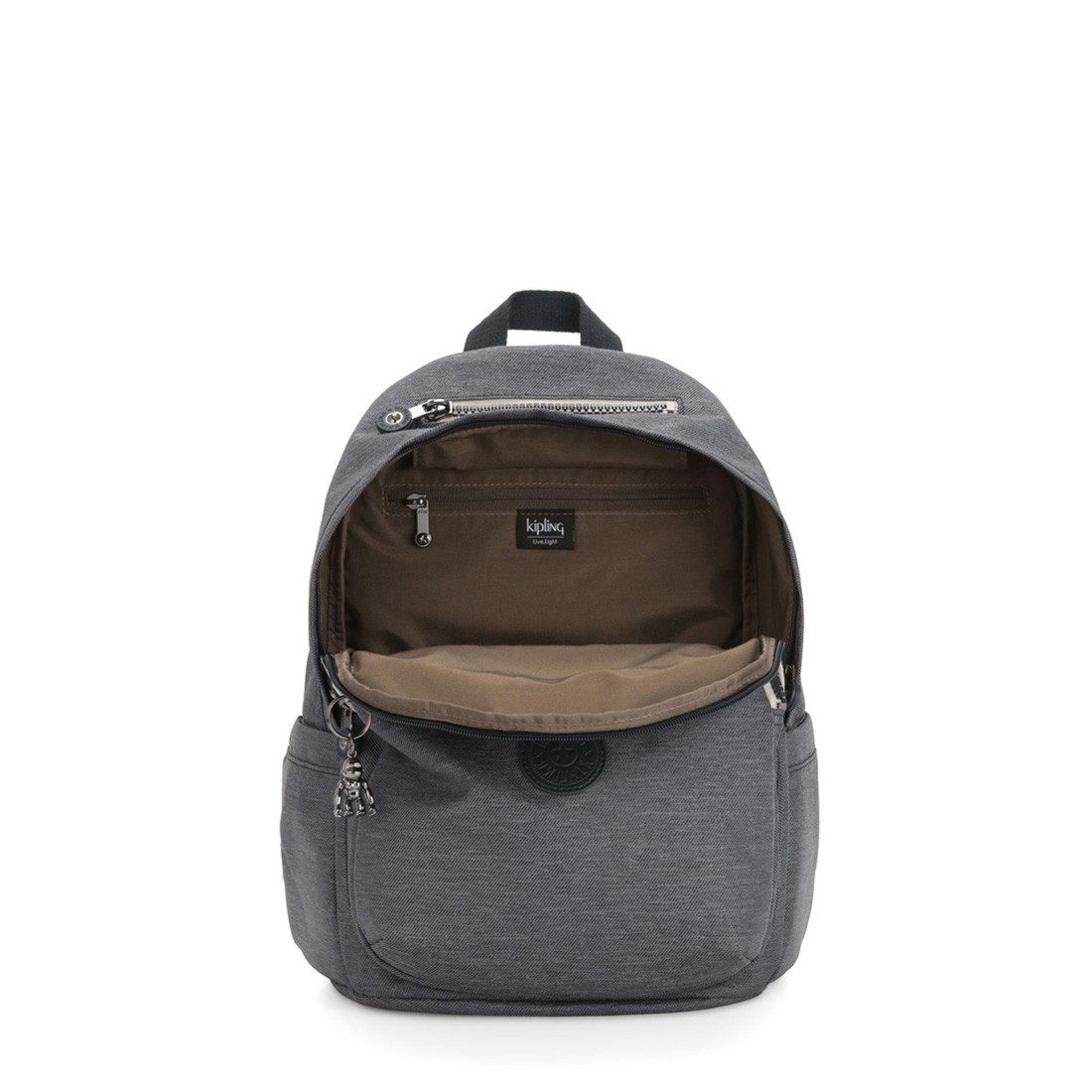 Kipling Delia Medium Backpack with Front Pocket and Top Handle Charcoal - Image 3