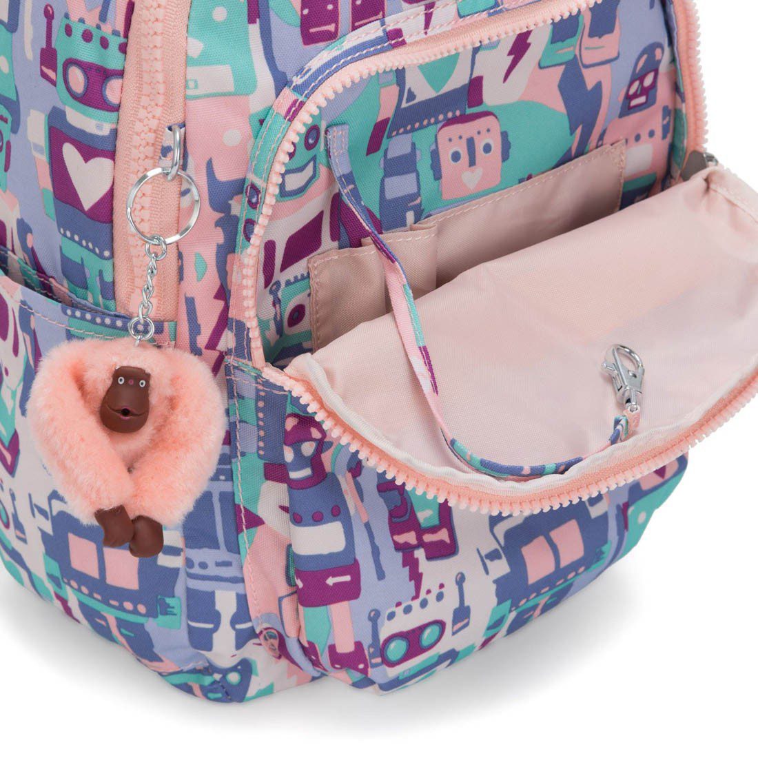 Kipling Seoul Backpack Robot Camo Pink - Image 4